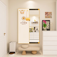 百思木隐藏式全身镜隐形镜子挂衣架一体壁挂贴墙穿衣镜可遮挡关闭试衣镜 欢乐小时光A款 120*40cm框色和开门方式请备注