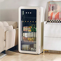 HCK哈士奇冰吧家用小型复古冷藏冷冻冰箱墩墩吧115升冷藏100L+冷冻15L 红色