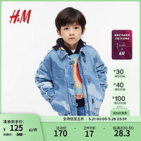 H&M 2024春季童装男童有领牛仔外套1217087 牛仔蓝/图案 130/64