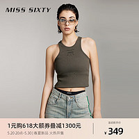 MISS SIXTY2024夏季无袖T恤女圆领修身显瘦外穿内搭甜辣性感 军绿 L