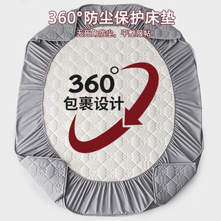 雅鹿A类床笠单件防水1.5米席梦思保护套可水洗床垫罩四季可用双人家用 N防水线条-豆绿【防水隔尿】 200x220cm单床笠+枕套一对