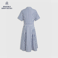 布克兄弟（BrooksBrothers）女士24春夏竖条纹棉质短袖衬衫连衣裙 9003-深蓝色 4