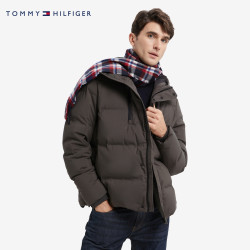 tommy 22新款秋冬男装时尚logo织带鹅绒绗缝保暖连帽羽绒服28750