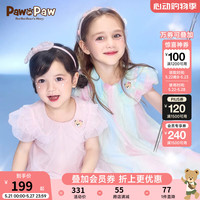 PawinPaw卡通小熊童装夏季女童儿童网纱连衣裙甜美风公主裙 A-Pink粉红色/25-批次不同 100