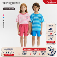 Teenie Weenie Kids小熊童装24夏季男女童户外风短袖短裤套装 蓝色 140cm