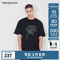 TRENDIANO水墨画渐变纯棉潮流T恤2024年夏季宽松潮流男 黑色 XL