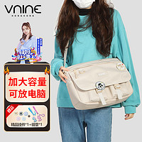 V.NINE 第九城 单肩包女学生帆布大容量日系休闲手提斜挎包户外邮差包