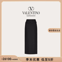 华伦天奴VALENTINO【季末礼遇】女士 CREPE COUTURE 立体堆花工艺长裙 黑色 36