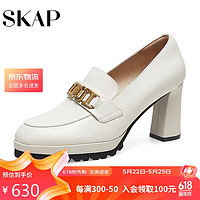 SKAP2024春季金属气质通勤高跟鞋女士单鞋ABZ04AA4 米白 37
