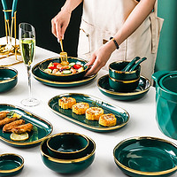 尚行知是 网红款陶瓷碗碟套装餐具整套家用简约金边高档碗盘碗筷乔迁礼物