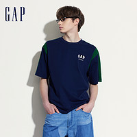 Gap 盖璞 男女装2024夏季新款重磅纯棉旗语短袖T恤宽松撞色上衣465626