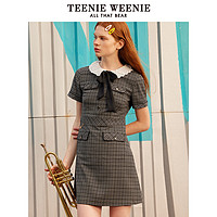 TEENIE WEENIE TeenieWeenie小熊奥莱秋冬学院风甜美少女感格纹A字裙连衣裙