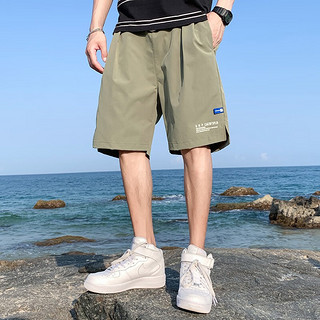 诚品CENPIN冰丝裤子男款休闲短裤宽松运动沙滩五分薄款中裤 蓝色 XL
