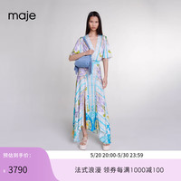 Maje2024夏季新款女装法式设计感印花度假风连衣裙长裙MFPRO03654 多色 T