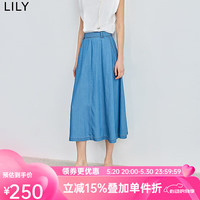 丽丽 LILY2024夏新款女装复古休闲通勤气质时尚优雅高腰A字牛仔半身裙 419牛仔蓝 M