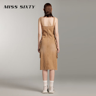 MISS SIXTY2024夏季新款牛仔连衣裙女背带美式复古工装裙废土风 卡其 M