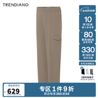 TRENDIANOTR仿毛布时尚休闲裤2024年夏季新款时尚潮流百搭男款 啡色