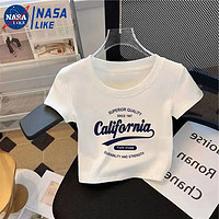 NASALIKE NASA正肩纯棉短袖t恤女2024夏季新款圆领小衫修身短款上衣服全棉