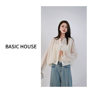 Basic House/X百家好春季抽绳设计宽松设计时尚衬衫-B0624H5X872 卡其 L125-140斤