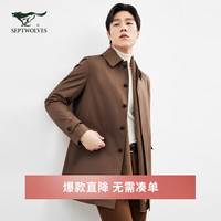 七匹狼风衣男士翻领中长款【抗静电】时尚商务休闲舒适挺阔上衣外套 303(咖啡) 180/96A/XXL