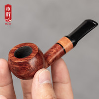 木辞 小号烟斗石楠木带滤芯老直式实木烟斗迷你男士父亲生日礼物品