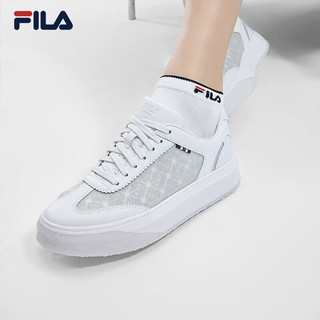 FILA 斐乐官方女鞋OLIMPICA摩登板鞋2024夏新款燕尾鞋休闲运动鞋 雪白/浅桃子粉-SA 3