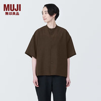 無印良品 MUJI(無印良品 )Labo 男女通用 具有防污性能的短袖衬衫 男式女式衬衣外套夏季 棕色 L 175/92A