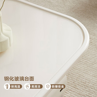 全友家居法式奶油风钢化玻璃茶几小户型客厅家用沙发边小方桌670262 【钢化玻璃】茶几