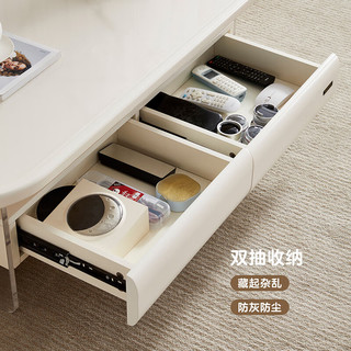 全友家居法式奶油风钢化玻璃茶几小户型客厅家用沙发边小方桌670262 【钢化玻璃】茶几