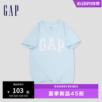 Gap女童2024夏季新款纯棉翻转亮片渐变色logo短袖T恤儿童装890374