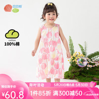 贝贝怡连衣裙儿童洋气纯棉公主裙2024夏季薄款裙子夏装 花儿朵朵 110