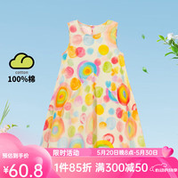 贝贝怡连衣裙儿童洋气纯棉公主裙2024夏季薄款裙子夏装 彩色圈 110