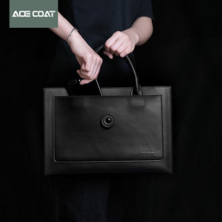 ACE COAT牛皮笔记本电脑包手提包公文包适用苹果Macbook联想华为13 14英寸 黑色 13英寸
