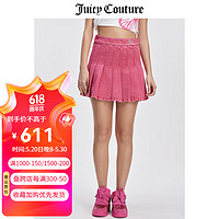 JUICY COUTURE【甜酷辣妹】橘滋短裙女夏季美式休闲显瘦百褶牛仔半身裙 玫红-S 27