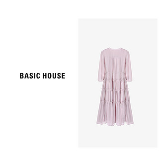 Basic House/百家好夏季女装气质显瘦风感波粒连衣裙-B0624H5V932 紫色 L120-130斤