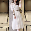 La Chapelle 连衣裙子夏天女装2024夏季新款韩版气质短袖时尚百搭新品衣服 白色 均码