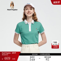Hush Puppies【Younger系列】暇步士女装夏纯棉短袖POLO衫 135果绿 L