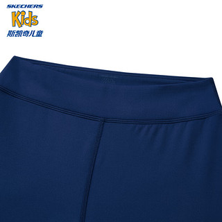 Skechers/斯凯奇女童针织紧身七分裤夏季户外运动瑜伽裤P224G037 中世纪蓝/007D 130cm