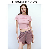 UR2024夏季女装潮酷街头撞色字母印花短袖T恤UWV440165# 水粉 XL