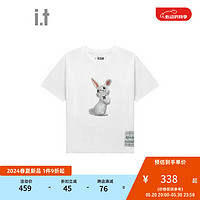 izzue it 女装合身短袖T恤2024夏季青春可爱兔子图案装饰1168U WHX/白色 XS