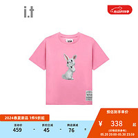 izzue it 女装合身短袖T恤2024夏季青春可爱兔子图案装饰1168U FUX/桃红色 S