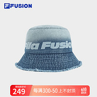 FILA FUSION斐乐潮牌款圆帽2024夏季时尚休闲渔夫帽盆帽 牛仔蓝-DB M