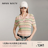 MI IXTY2024夏季新款针织衫女短袖polo领多巴胺穿搭短款复古风