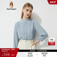 Hush Puppies暇步士女装春夏垂坠感淑女风通勤长袖衬衫 136灰蓝 XL