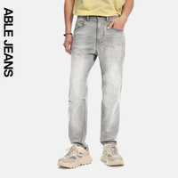 ABLE JEANS【直筒滑板裤】男士宽松直筒立体膝牛仔裤子男 【冰爽玉】冰灰 31/34
