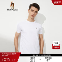 Hush Puppies暇步士男装夏季纯色百搭圆领短袖T恤 019白色1 XXXL