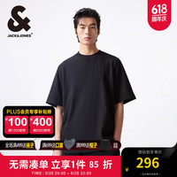 杰克·琼斯（JACK&JONES）山水T恤夏季简约宽松潮流休闲百搭纯色舒适男士短袖T恤男装 E41 黑色 常规 170/92A/S