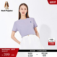 Hush Puppies暇步士女装夏季纯色宽松休闲运动风短袖T恤 117淡紫 L