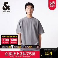 杰克·琼斯（JACK&JONES）山水T恤夏季简约宽松潮流休闲百搭纯色舒适男士短袖T恤男装 E40 夜猫灰 常规 185/104A/XL