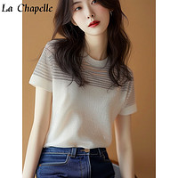 La Chapelle 女装条纹短袖T恤夏季2024新款法式小香风百搭休闲轻奢小个子上衣 图片色 均码
